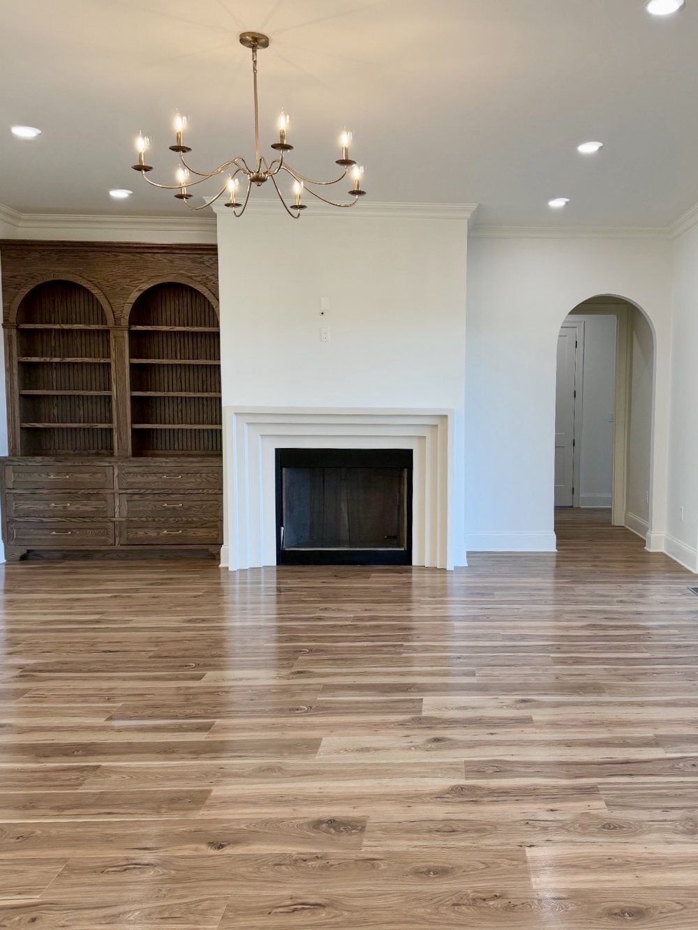 Great room with fireplace and built-ins after the Nelson Home & Company transformation