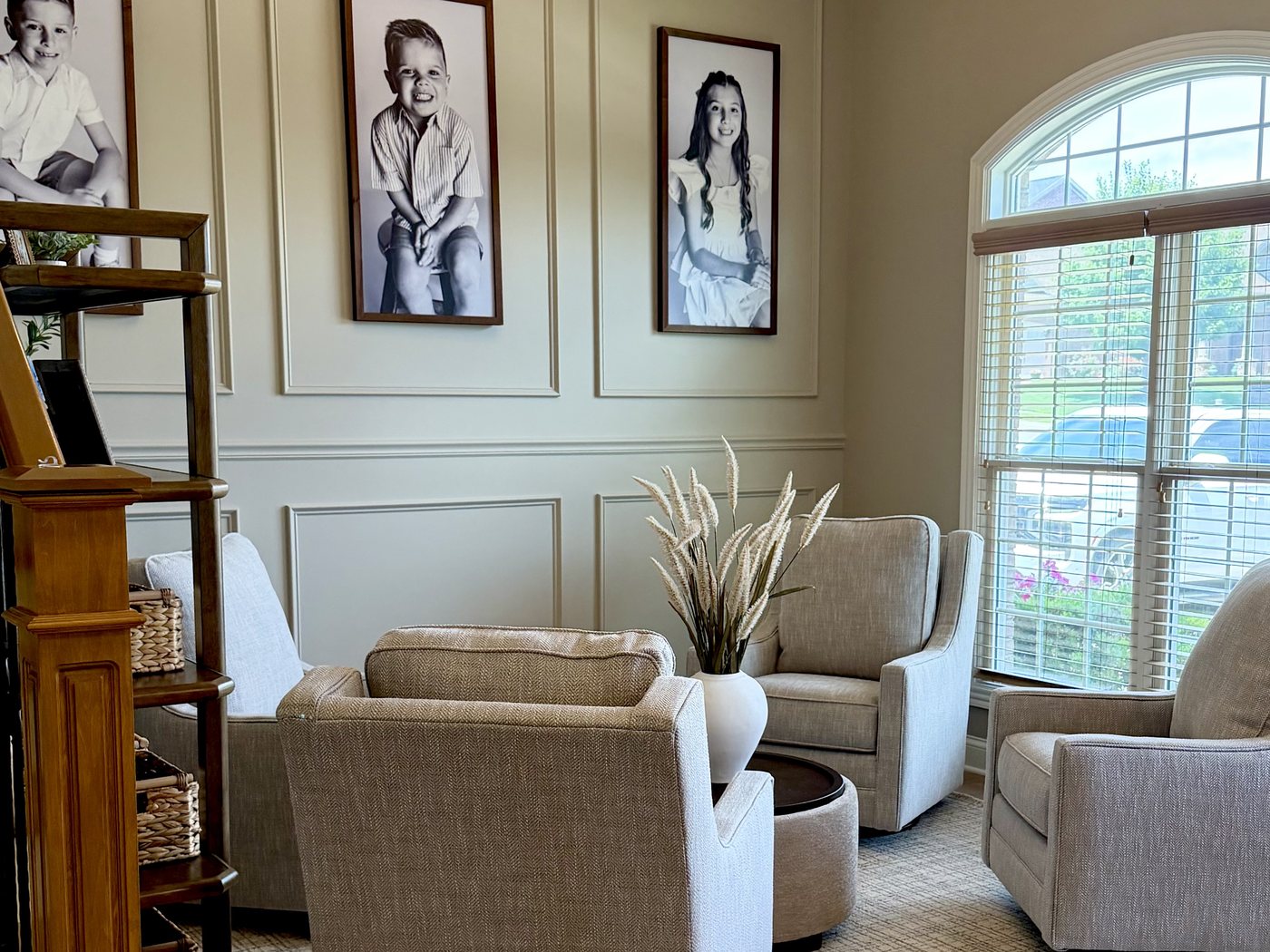 Sitting room off the entry after the Nelson Home & Company transformation
